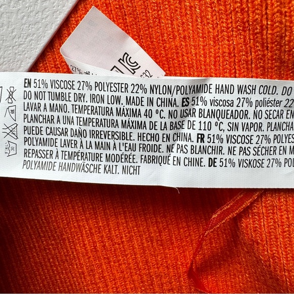 NWT Endless Rose Cropped Top Double Shoulder Strap Knit Cami Orange Ribbed Sz S - Picture 6 of 8